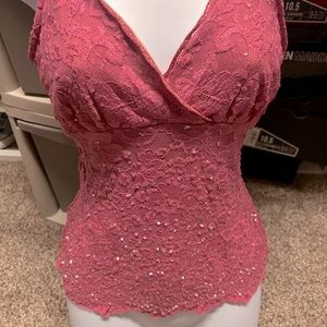 Arden B mauve lace sequin camisole top.